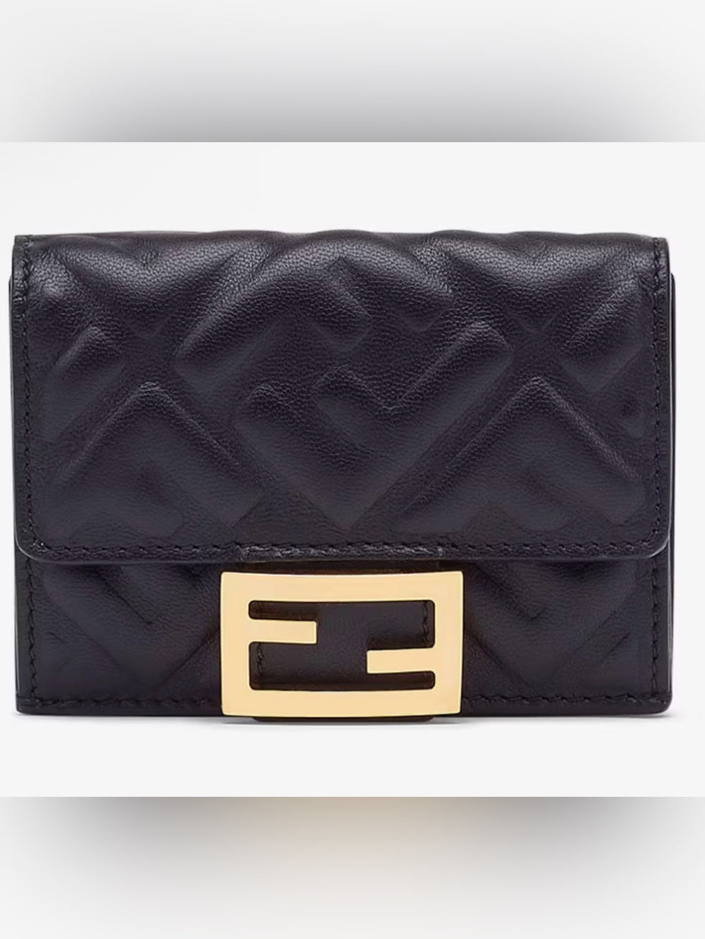 FENDI Baguette Micro Trifold Black nappa leather wallet $700